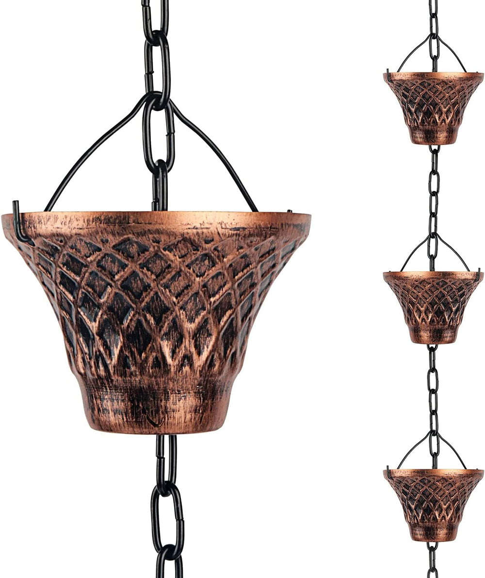 Rain Chains for Gutters Outside Copper Rain Chain 8.5FT 12 Cups