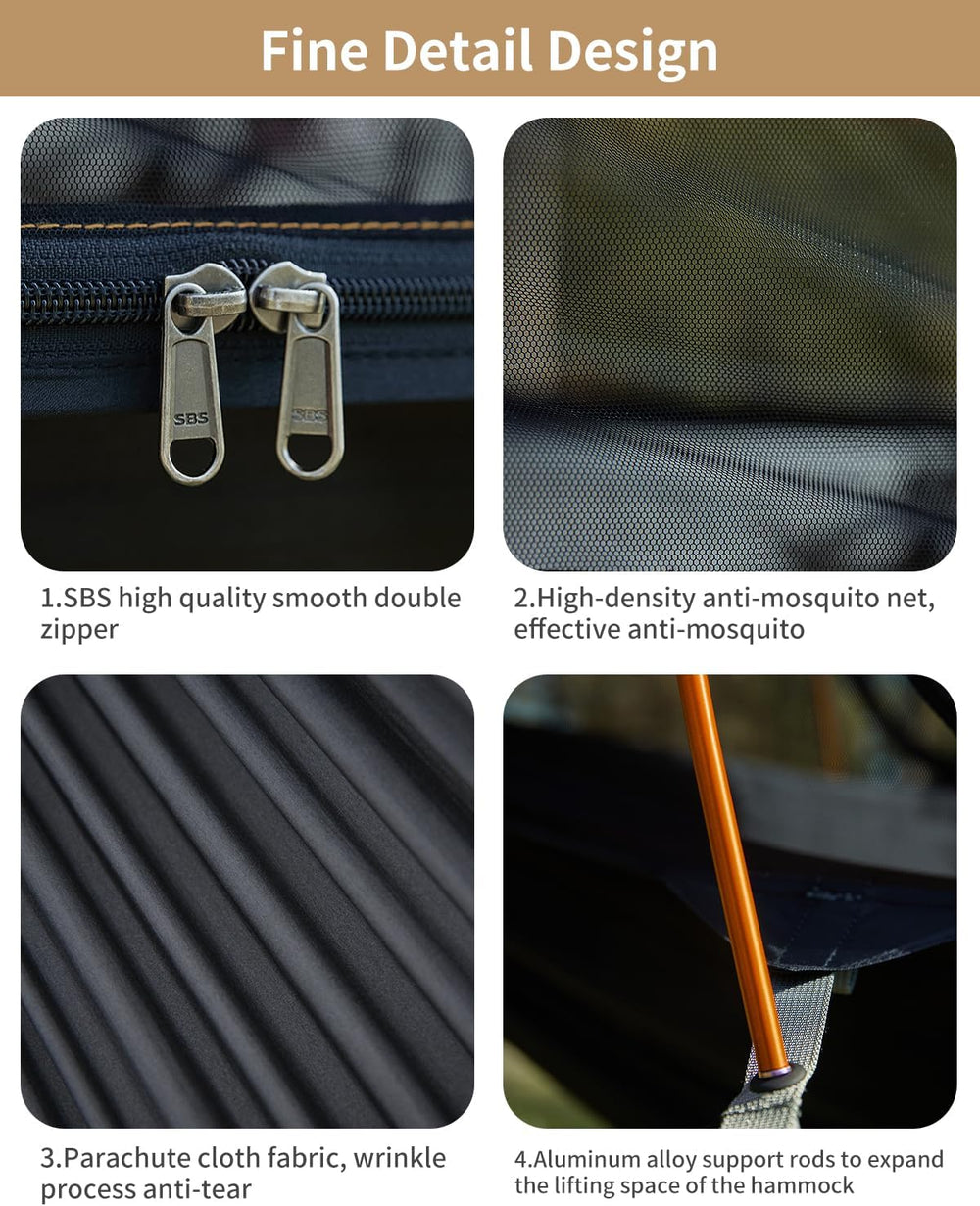 3-in-1 Camping Hammock Tent with Mosquito Net & UV Sunshade