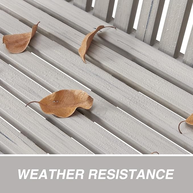Psilvam Garden Bench, 2-Person Poly Lumber Patio Bench, All-Weather Outdoor B...