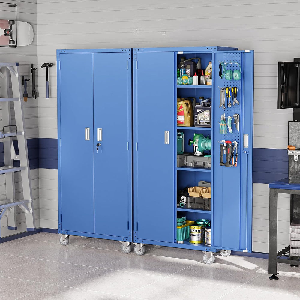 VINGLI 72'' Tall Garage Storage Cabinet, Metal Storage Cabinet with P...