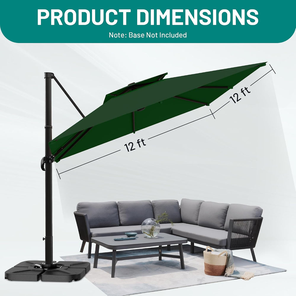 AreShark Double-Top Cantilever Patio Umbrella