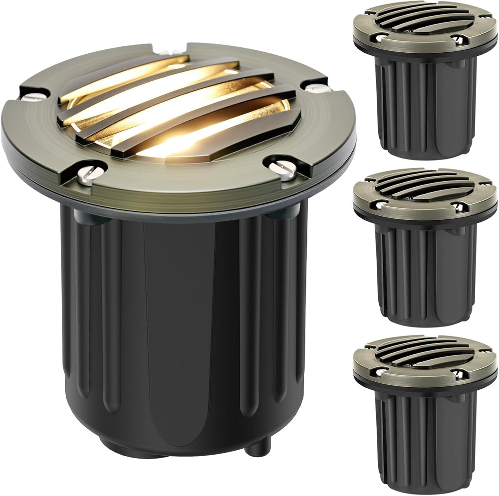Brass Low Voltage Landscape Well Lights (5" Cover, 5.5" Tall), 12V ...