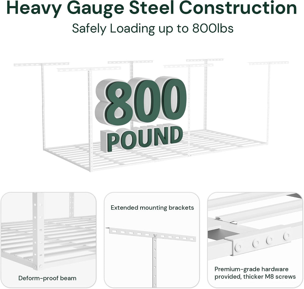 SunsGrove 4x8 Overhead Garage Storage Rack Organization, Adjustable Ceiling M...
