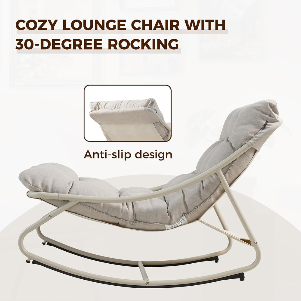 Grand patio Rocking Chair with Cushion for Indoor and Outdoor, Beige