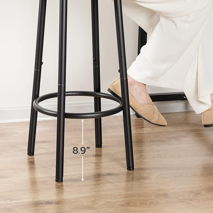 HOOBRO Bar Stools, Set of 2 Bar Chairs, Kitchen Round Height Stools with Foot...