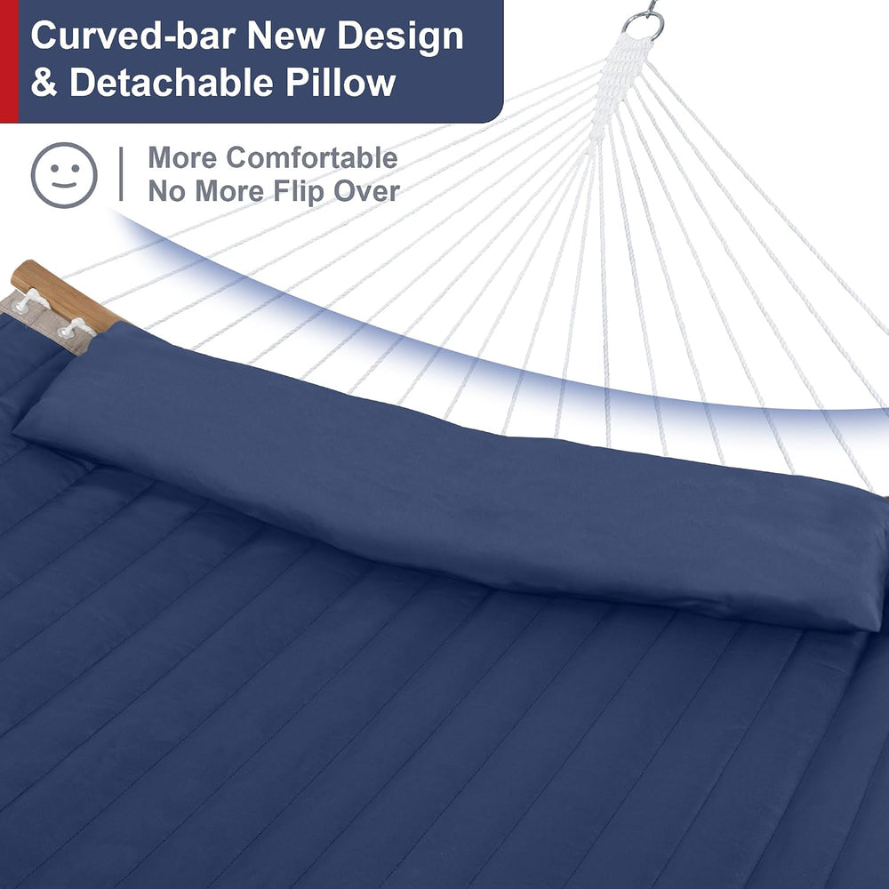 2 Person Hammock with 12FT Stand, Outdoor Hammock, Navy Blue