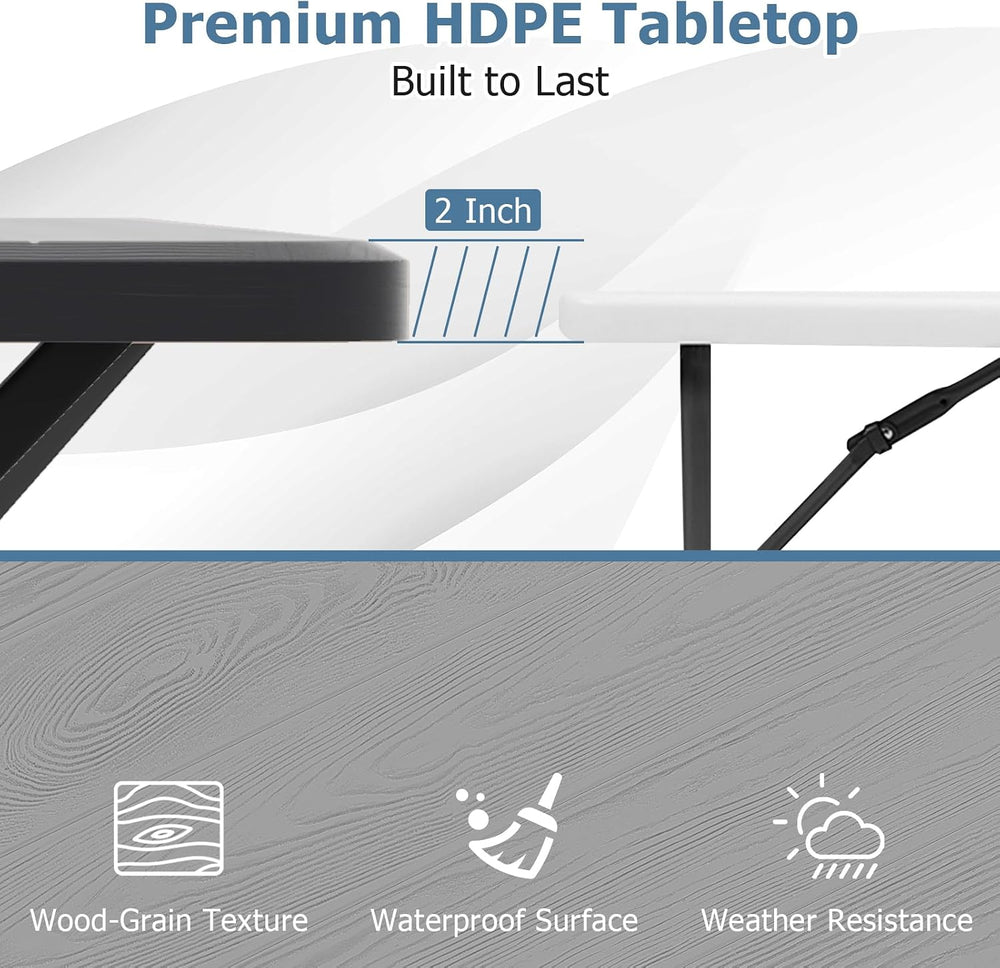 LDAILE Picnic Table Bench Set, Portable Plastic Picnic Table