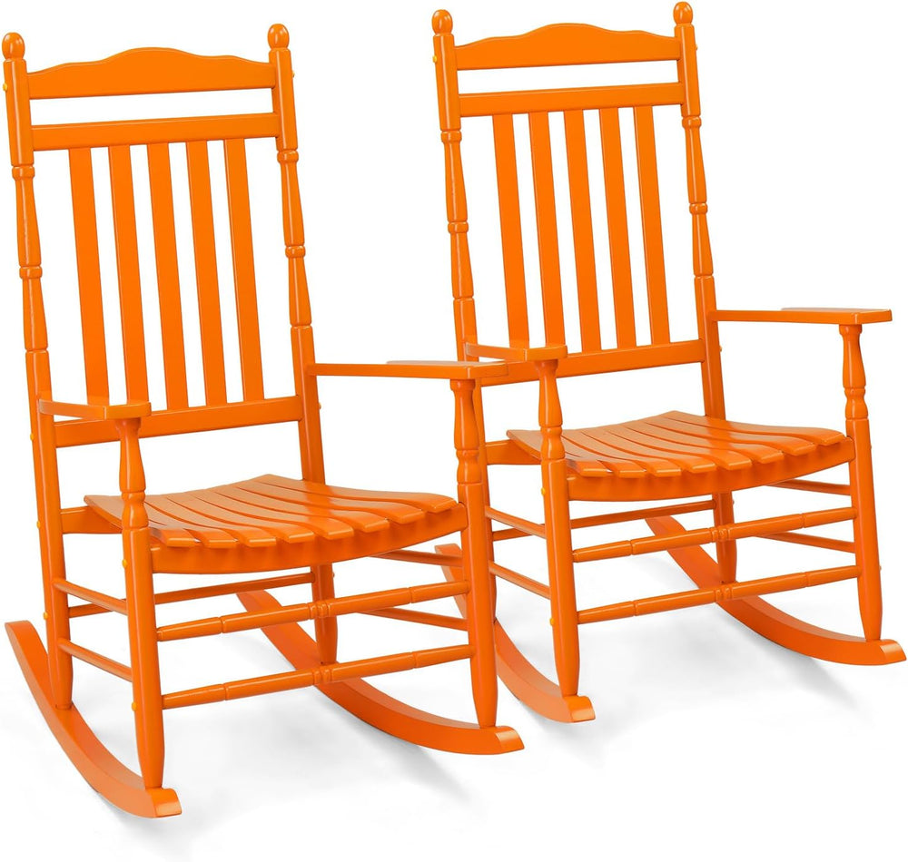 VINGLI Wooden Rocking Chair Outdoor, Patio Rockers with High Back, Support 45...