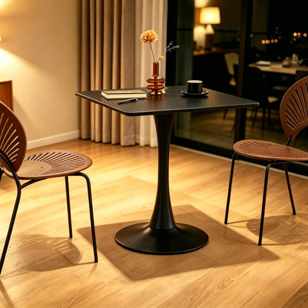 Square Dining Table, 27" Tulip Table (Black)
