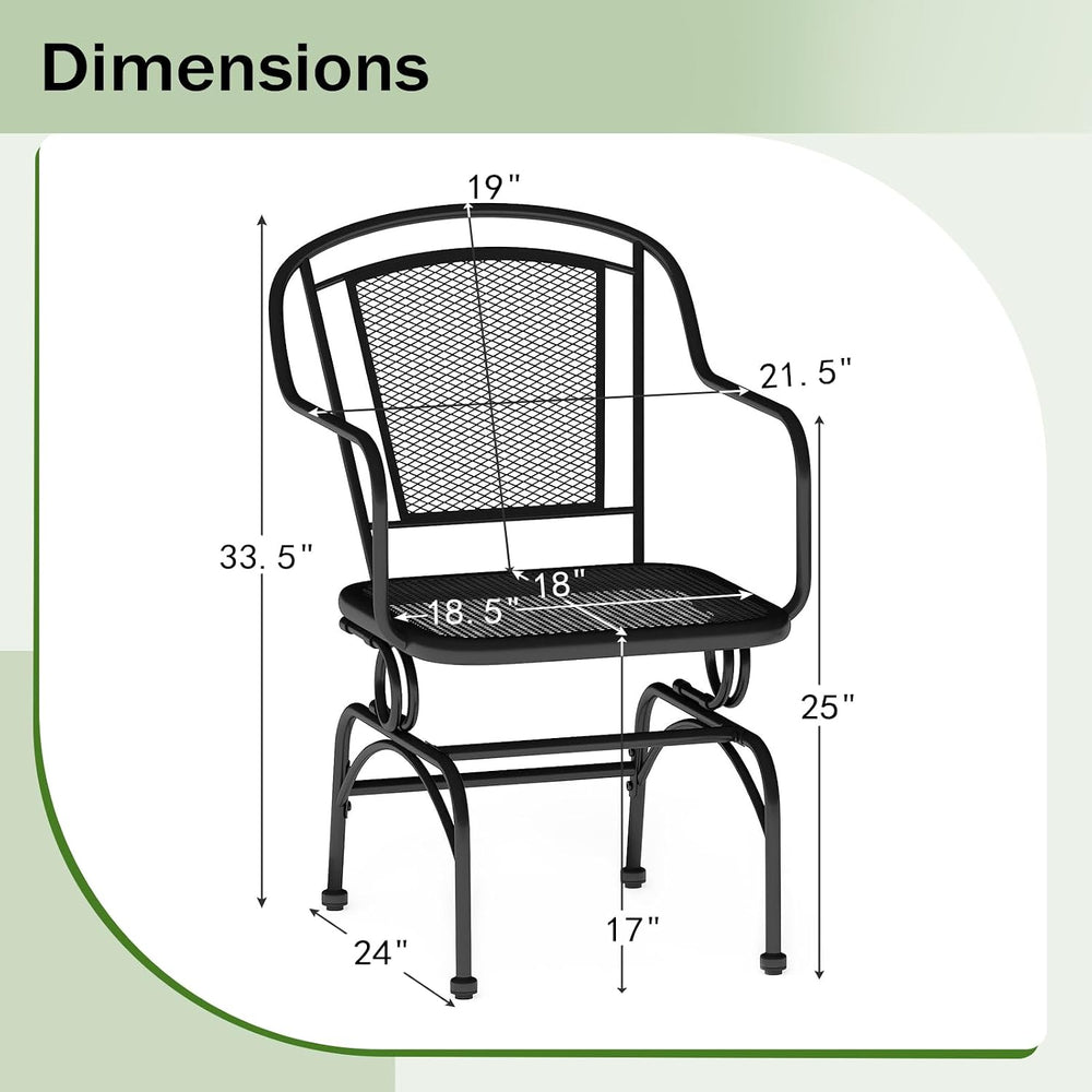 HAPPYGRILL Outdoor Rocking Dining Chair Set, Patio Rocker Chairs with Mesh Ba...
