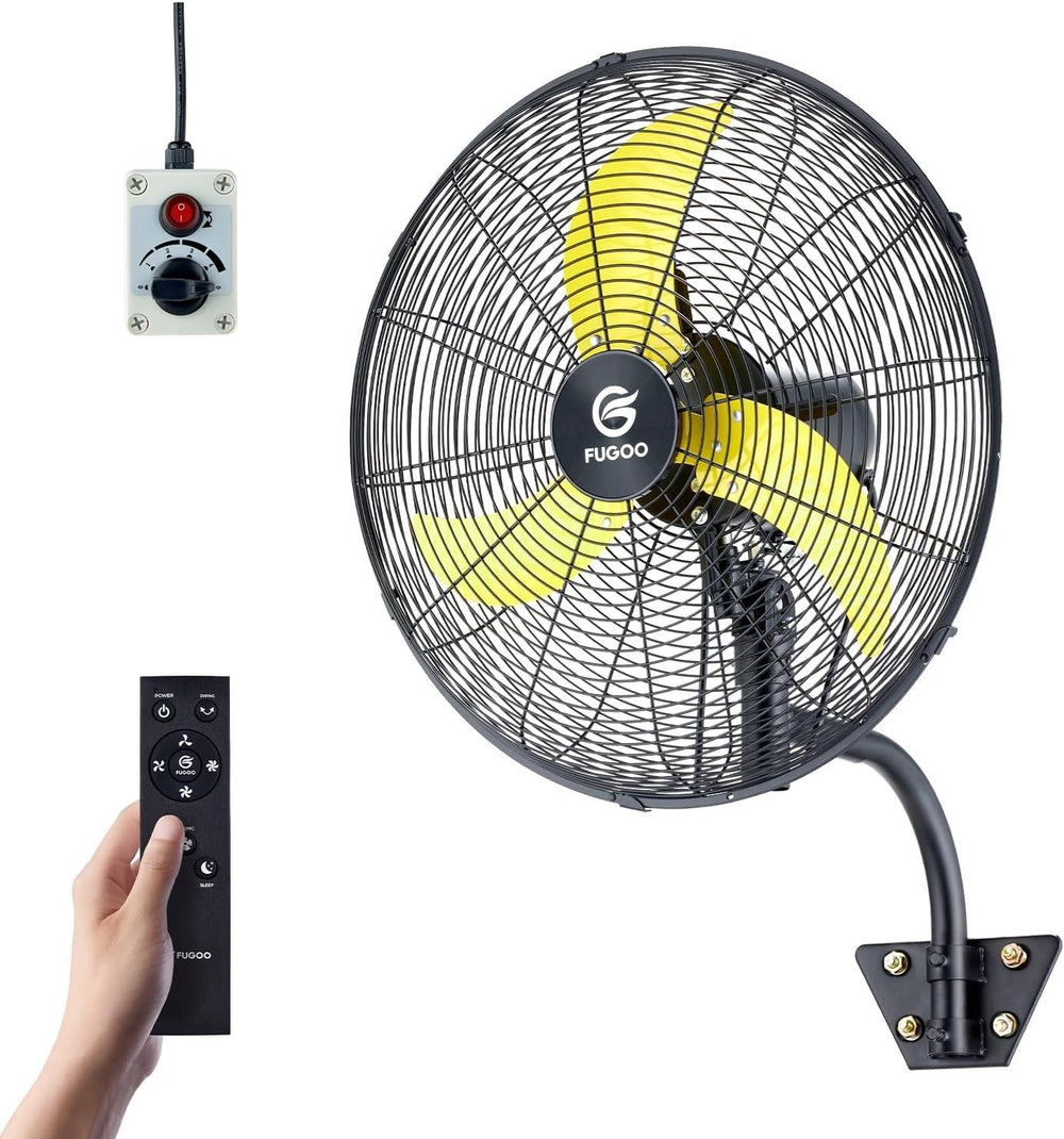 FUGOO 20 Inch Outdoor Wall-Mounted Fan, 4000 CFM, IP54, Oscillating