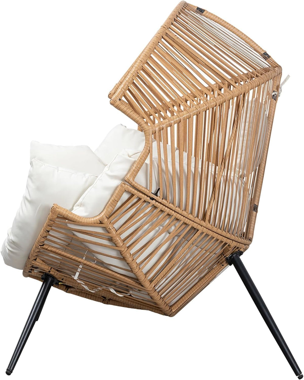 Oversized Outdoor Wicker Egg Chair Set of 2, Patio Lounge Chair Basket Seat w...