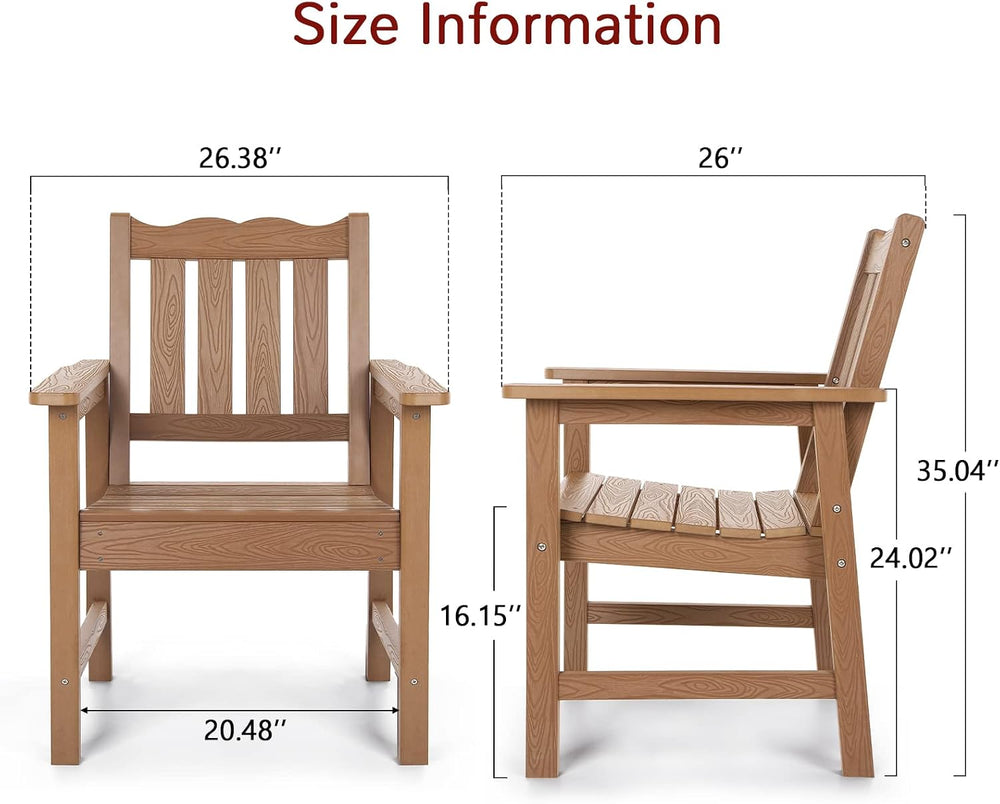 Stoog Oversized All-Weather Garden Bench & Chairs Set, 3-Piece Patio Furn...