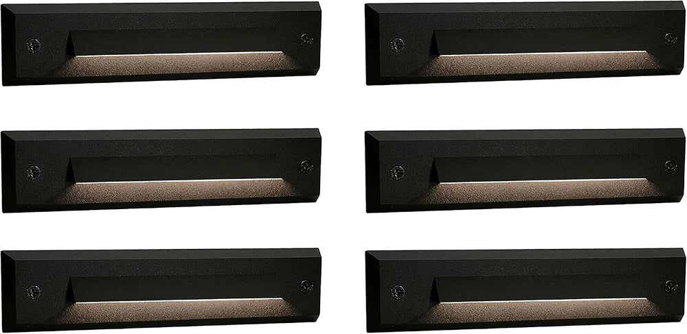 GKOLED 6-Pack Low Voltage LED Linear Step Lights, Black, 2700K