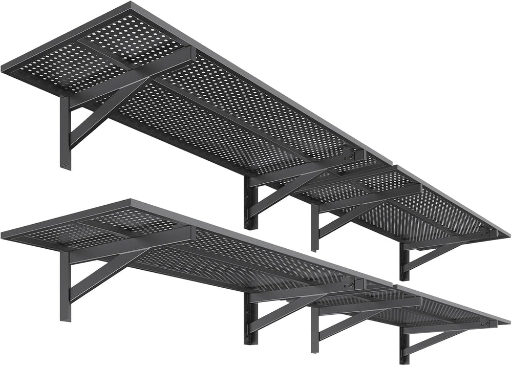Jusgym 4 Pack Garage Wall Shelving, 1.5x4ft, 1400LBS Integrated Shelves
