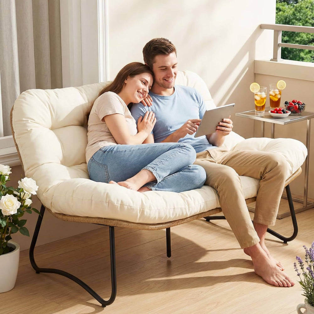 RADIATA Outdoor Patio Loveseat, Boho Lounge Couch with Comfy Thick Cushion
