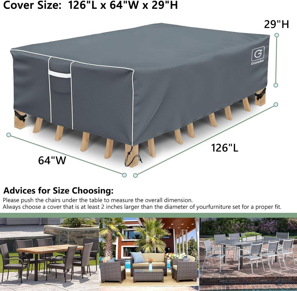 Patio Furniture Covers, 126L x 64W x 29H inch, Grey