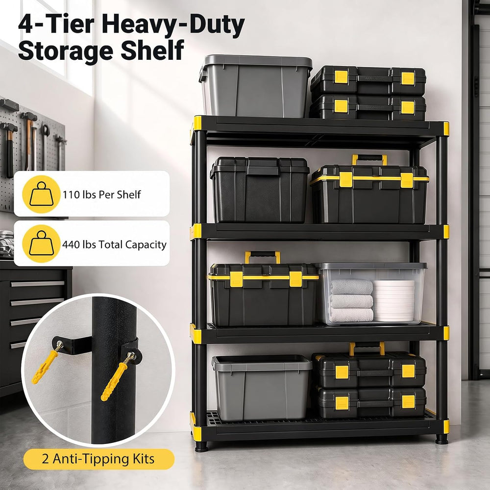 GIANTEX 4-Tier Plastic Storage Shelf, Heavy-Duty Utility Rack