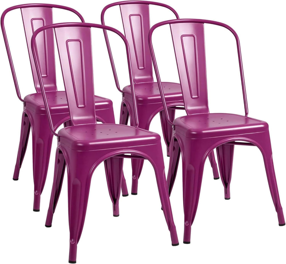 Furmax Metal Dining Chair Indoor Outdoor Use Stackable Classic Trattoria Chai...