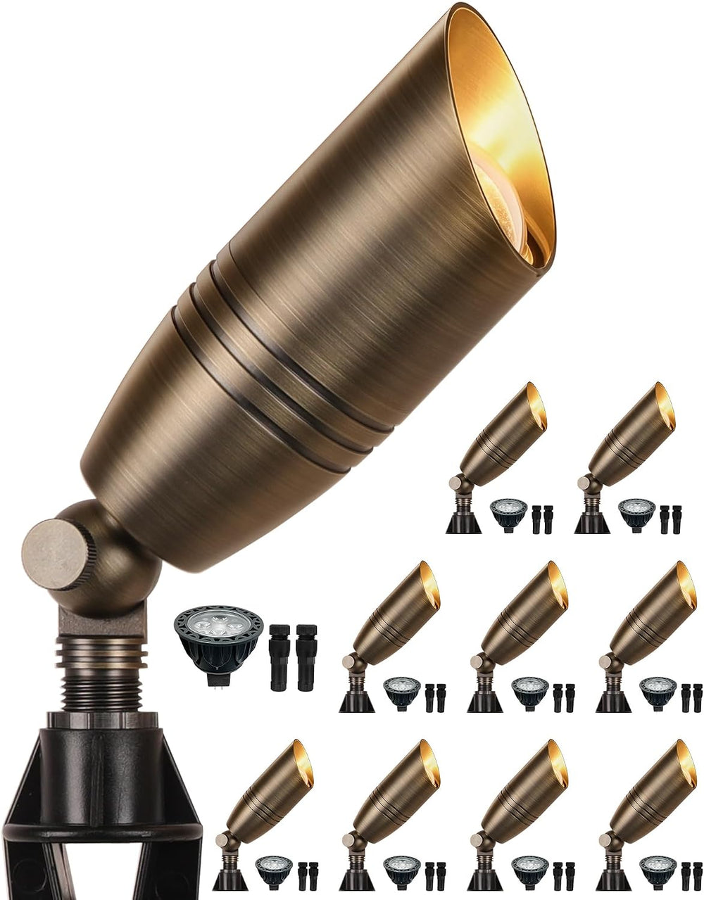 Solid Brass Outdoor Landscape Spotlights, Heavy Duty Low Voltage Landscape Li...