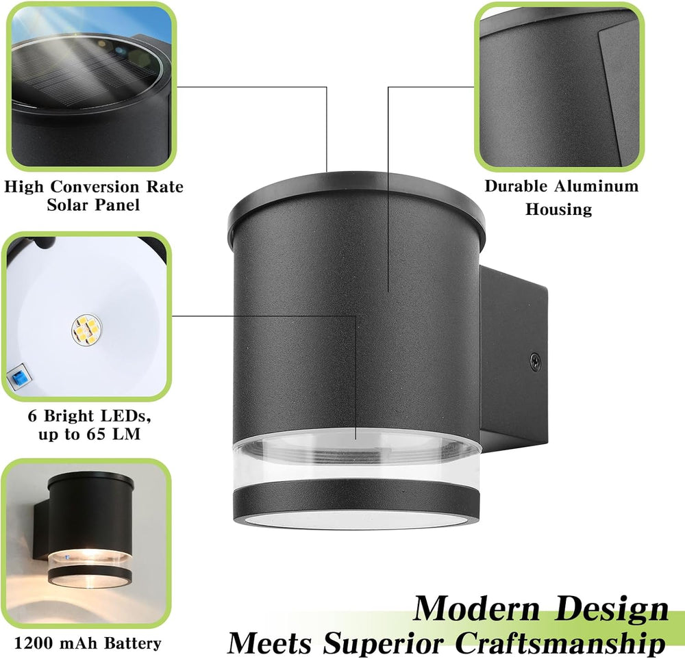 Solar Wall Light Outdoor Dusk to Dawn, Aluminum 3000K Wall Sconce