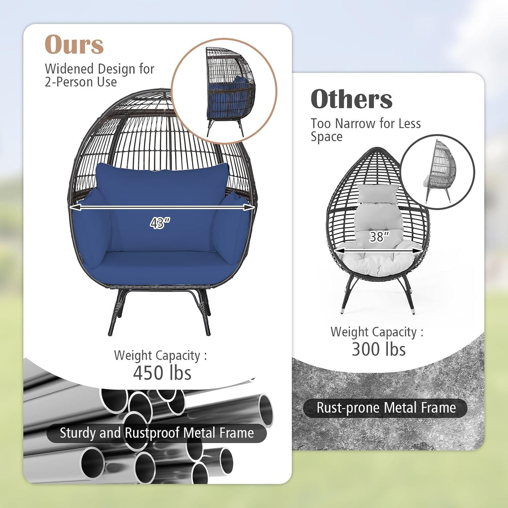 GIANTEX Oversized Wicker Egg Chair, Outdoor & Indoor Hammock Chair with T...