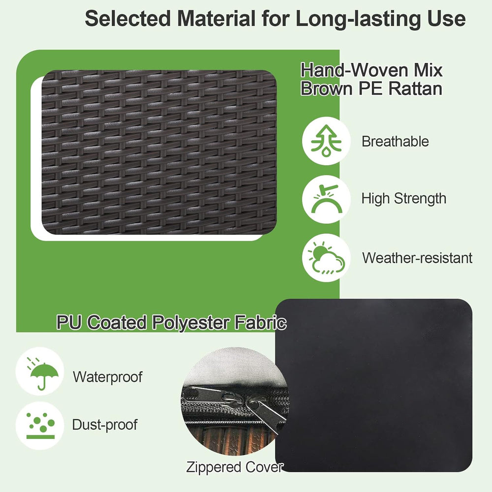HAPPYGRILL Outdoor Storage Deck Box, 72 Gallon Square Wicker Patio Rattan Sto...