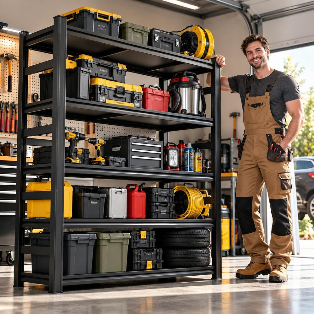 Garage Shelving, Heavy Duty Adjustable Metal Shelves with Anti-Tip Device