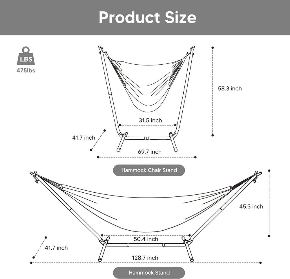 SUNCREAT 2-in-1 Hammocks Convertible Portable Hammock with Stand, Natural