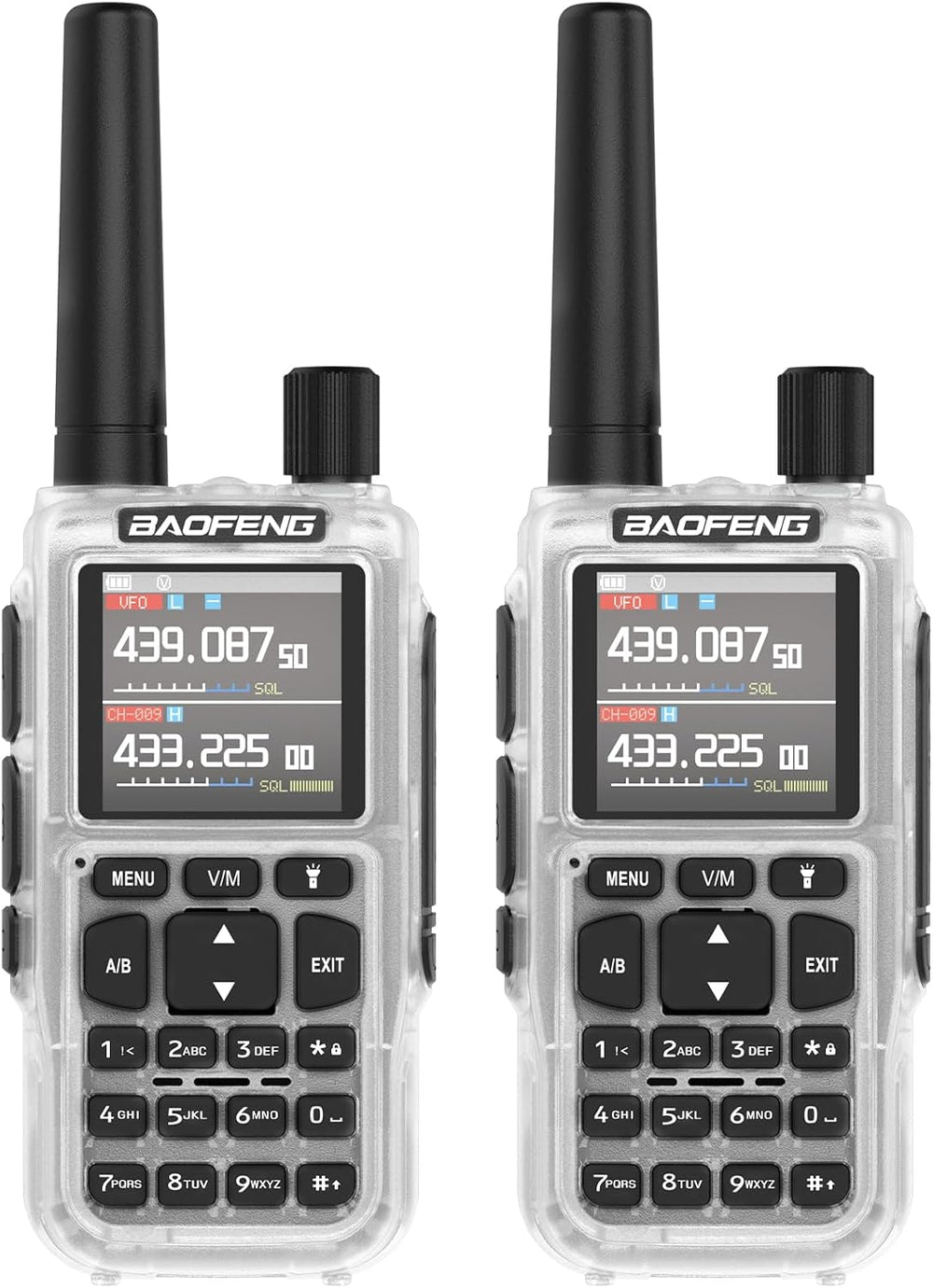 BAOFENG MINI5 Ham Radio Handheld Two Way Radios, 2 Pack, Clear