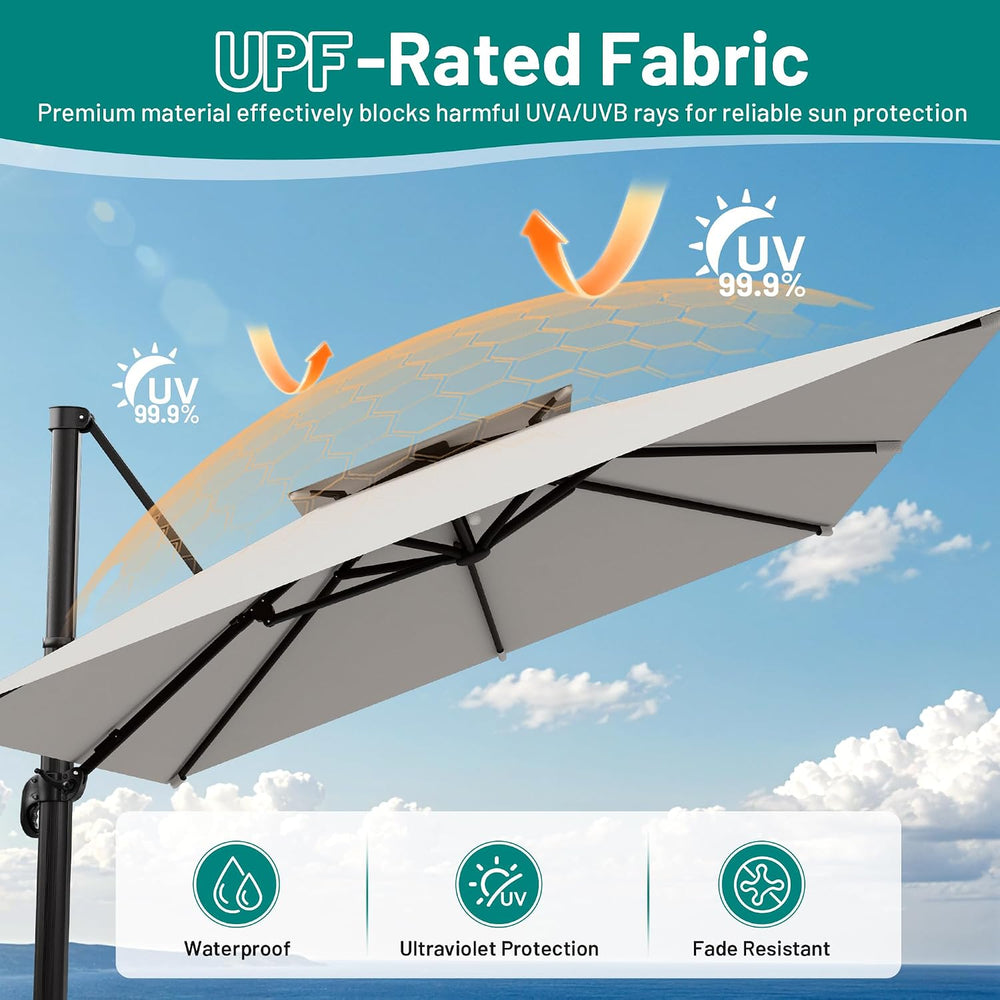 AreShark Double-Top Cantilever Patio Umbrella