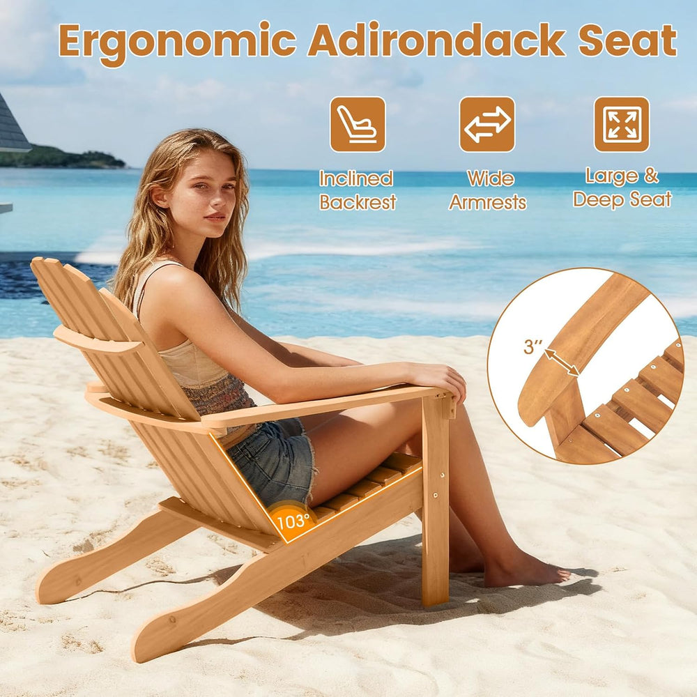 GIANTEX Adirondack Chair Acacia Wood Outdoor Chairs with 400 lbs Weight Capac...