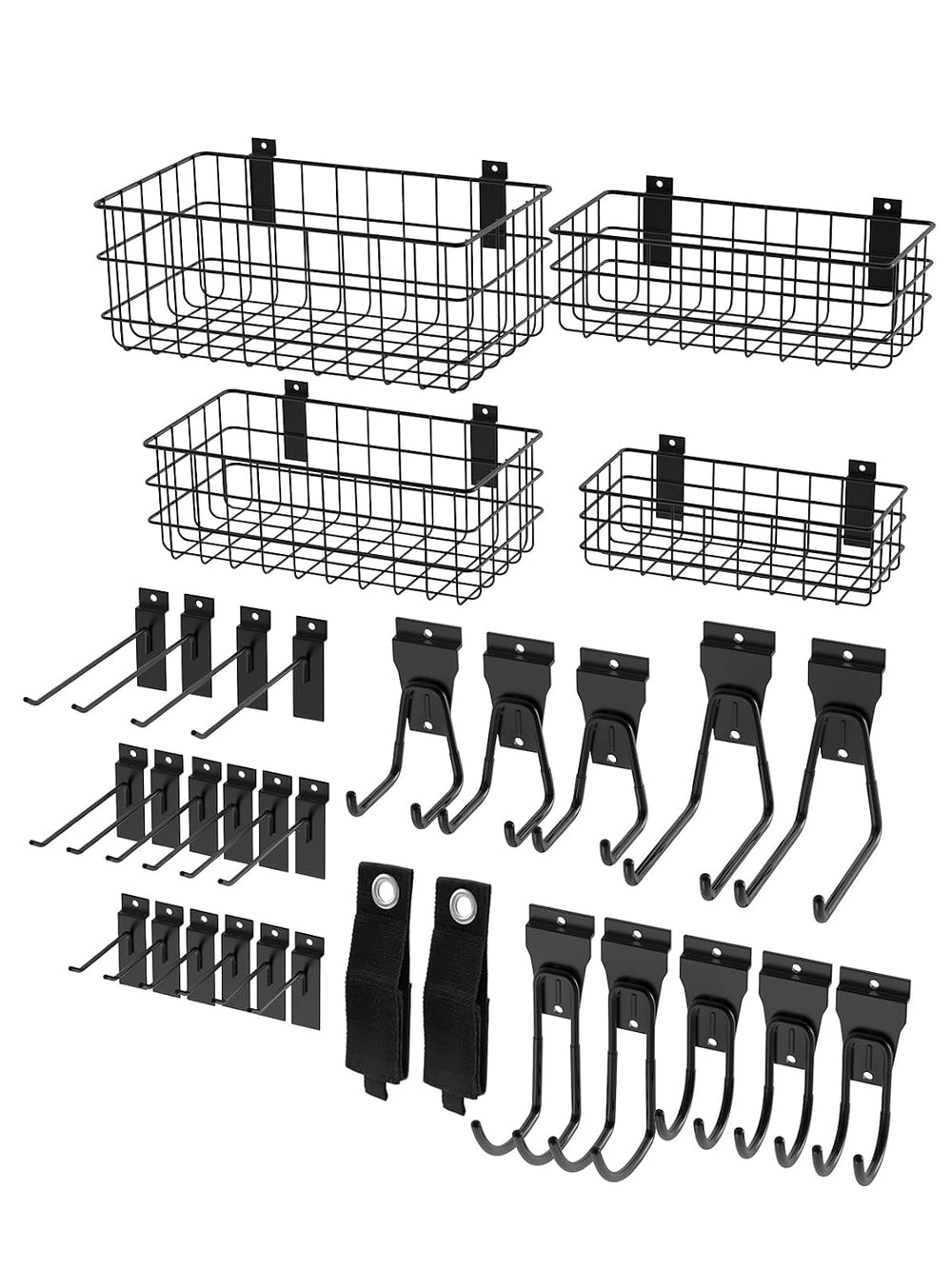 32Pcs Slatwall Accessories Set with 4 Slatwall Baskets & 26 Multi-Sized S...