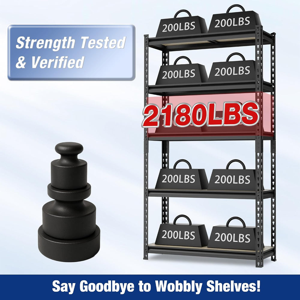WORKPRO 2180LBS Capacity 5-Tier Storage Shelf 27.6”Wx11.8”Dx60”H