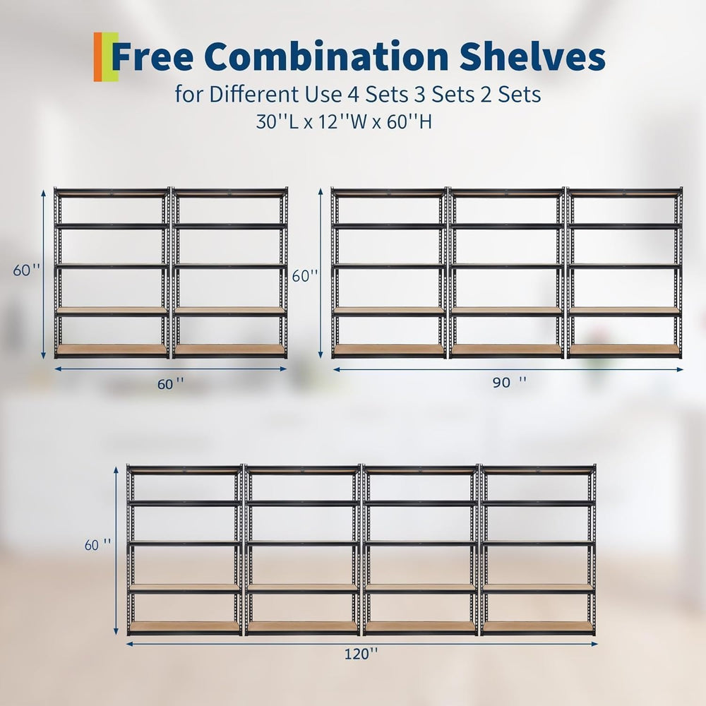 GarveeTech Heavy Duty Garage Shelving Unit, 30 in L x 12 in D x 60 in H Adjus...