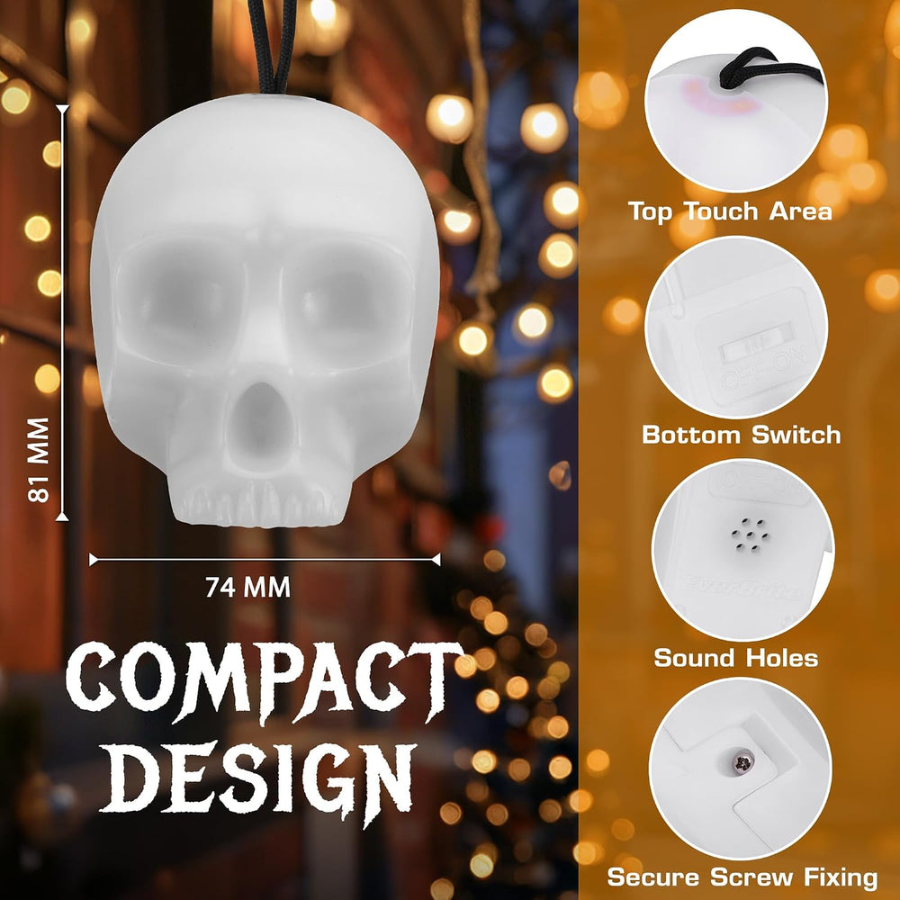EverBrite 6-Pack Halloween Skull Light with Music, 5-Mode Skull Lamp