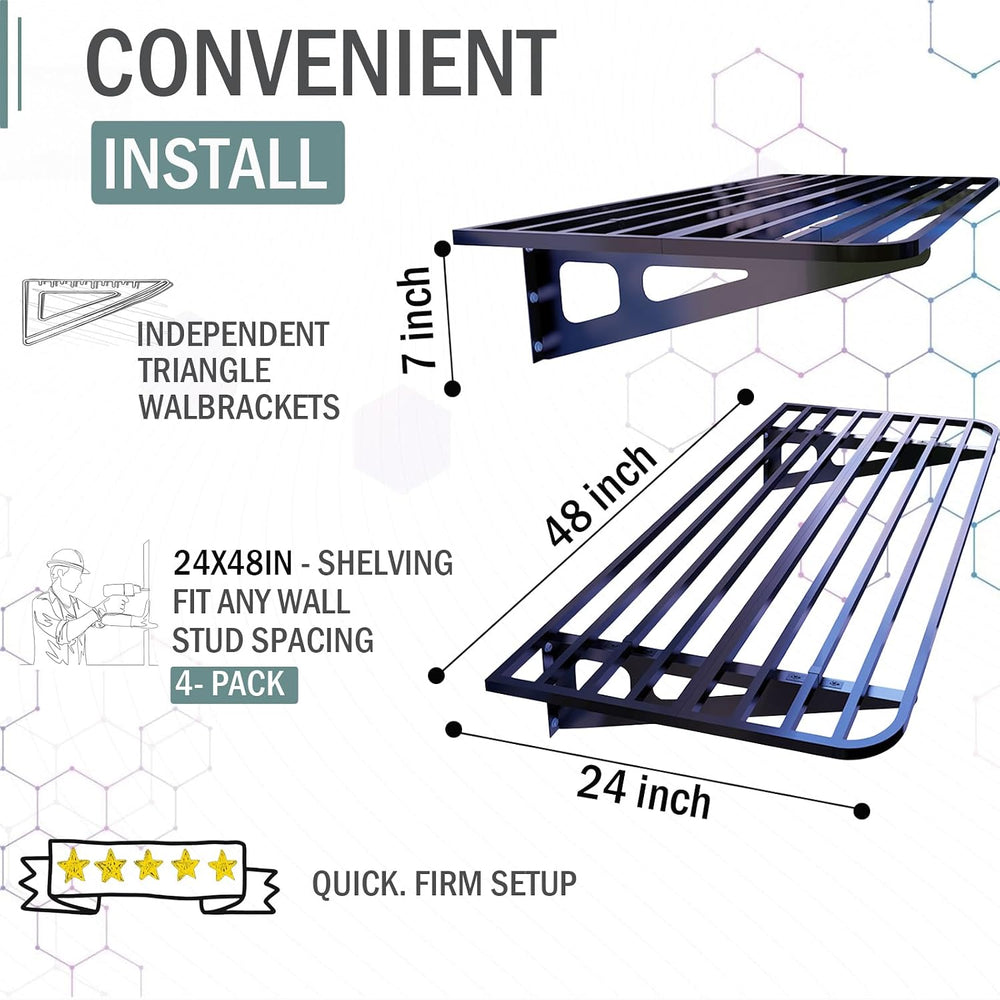 4-Pack 2x4 ft Large Garage Wall Shelving Garage Shelving Wall Mounted, Garage...