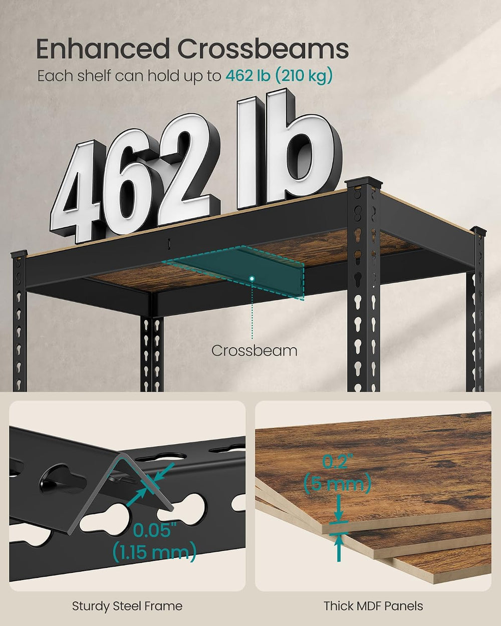 SONGMICS 5-Tier Boltless Storage Shelves, Adjustable, Load 2310 lb