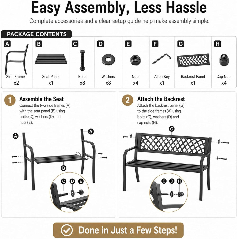 Meet perfect Outdoor Garden Bench Metal, Black