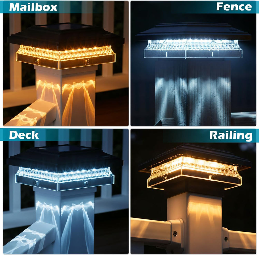 SIEDiNLAR Solar Post Cap Lights 4x4 & 5x5, 12 Pack 2 Modes 50 Lumens Black