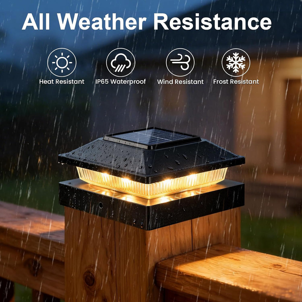 Brightever Solar Post Cap Lights, Black, 4x4 3.5x3.5, 16-Pack