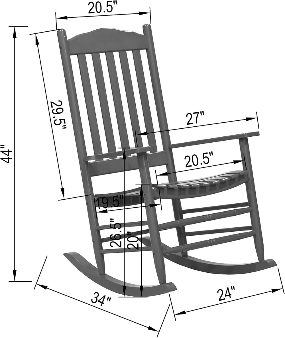D&F Design Outdoor Rocking Rocker, Wood Rocking Chair with High Back and ...