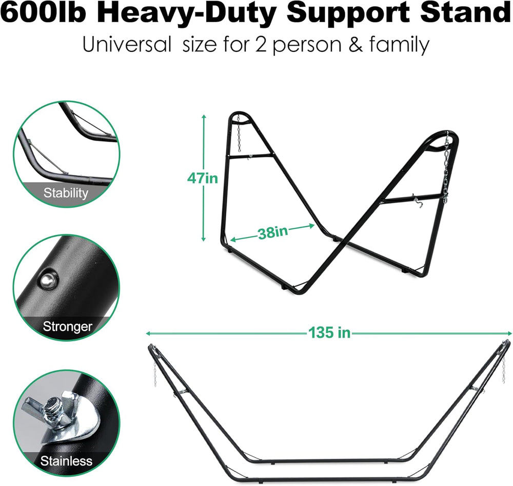 gafete Hammock Stand for Outside, Fits 9-14ft Hammock, 600 lbs Capacity