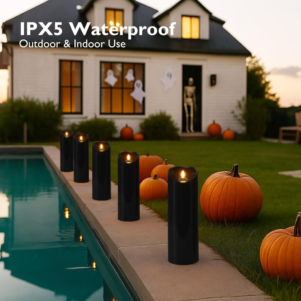 Homemory 4"x12" Black Flameless Candles, Halloween Candles, Outdoor...