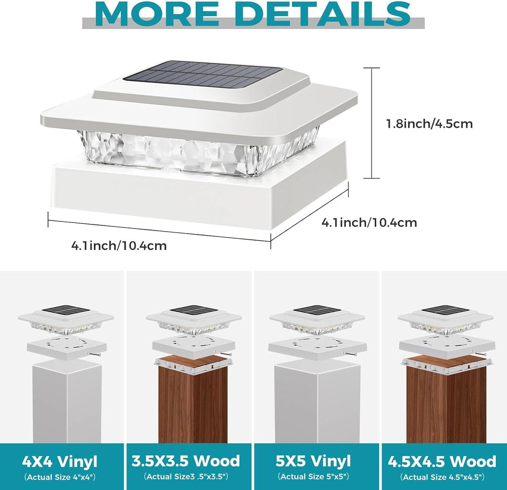 kolpop Solar Post Cap Lights Outdoor 10 Pack, 3 Color Temps&2 Brightness