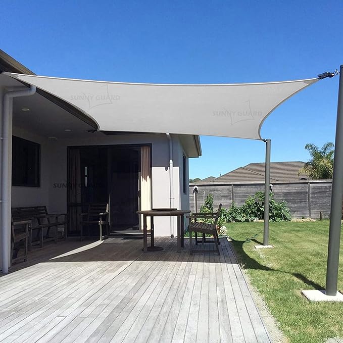SUNNY GUARD Sun Shade Sail 8' X 16' Rectangle Silver Grey UV Block Su...