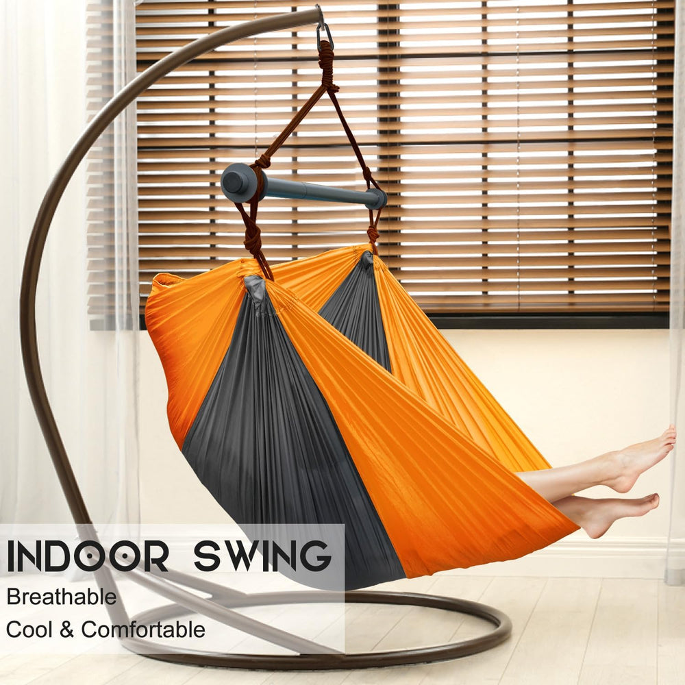 Hammock Chair Swing, Portable, Max 500lbs for Indoor/Outdoor (Orange, Gray)