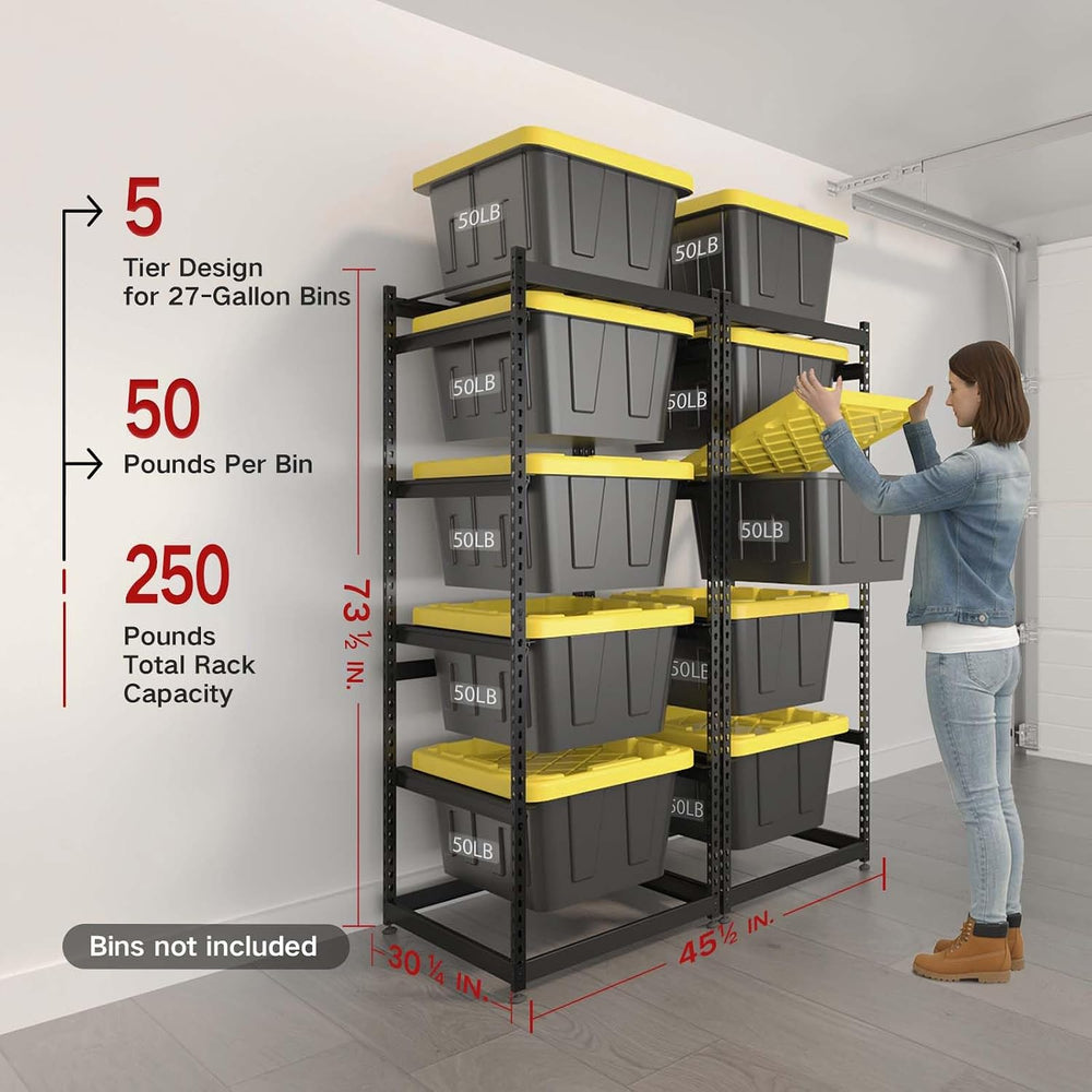 27 Gallon Tote Storage Rack, Heavy-Duty Storage Bin Rack Organizer, 5-Tier St...