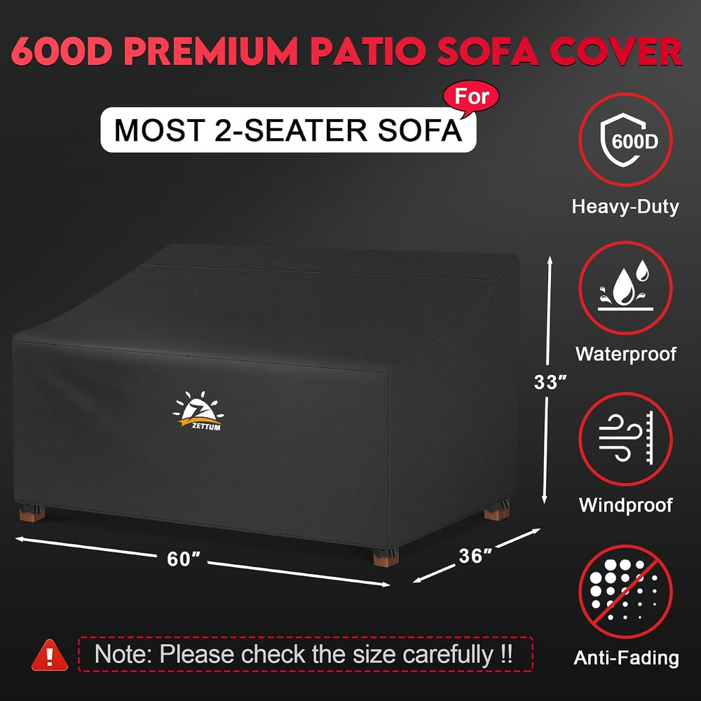 Zettum Patio Loveseat Cover 60 Inch - 600D Outdoor Couch Cover Furniture Sofa...