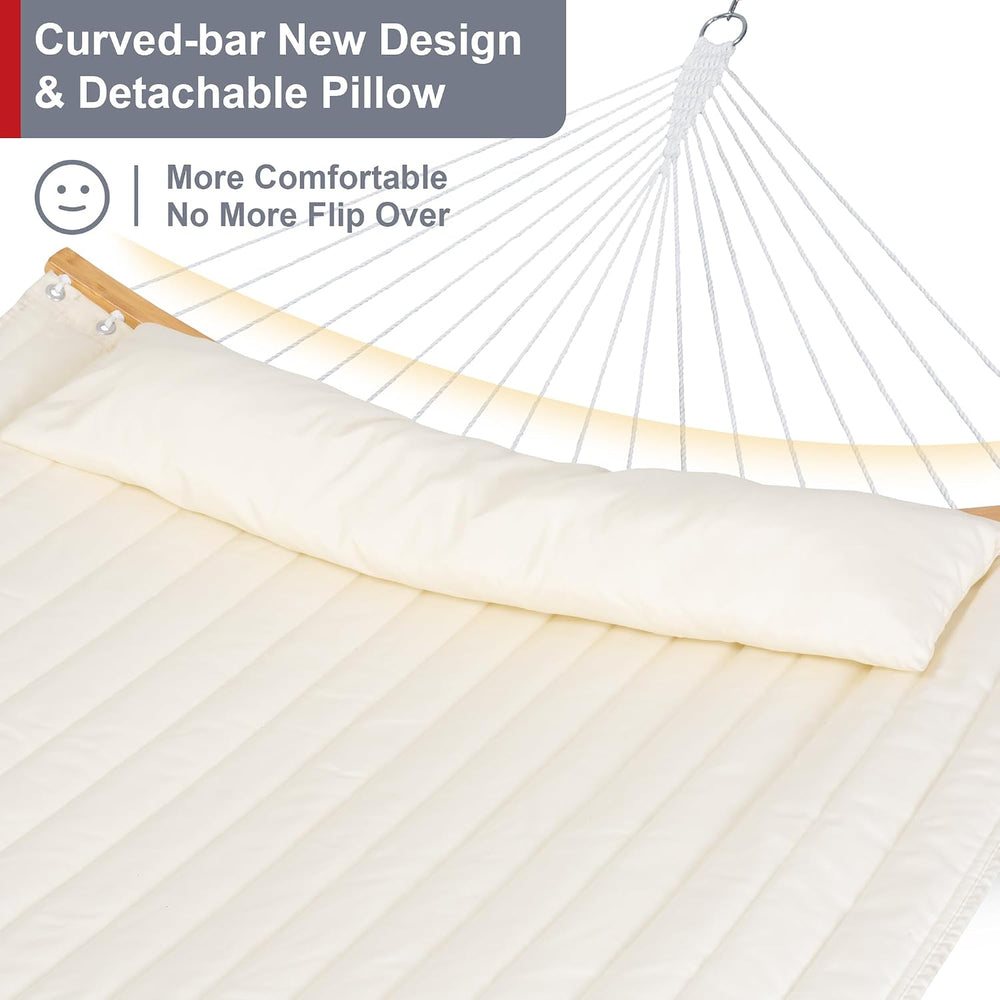 Outdoor Hammock with Stand Included, Two Person Hammock, Beige